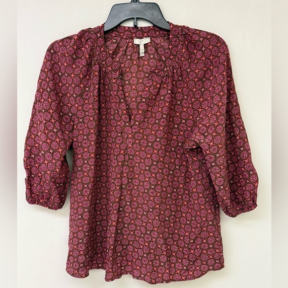 Joie Burgundy Geometric Blouse Size XS - Picture 5 of 5